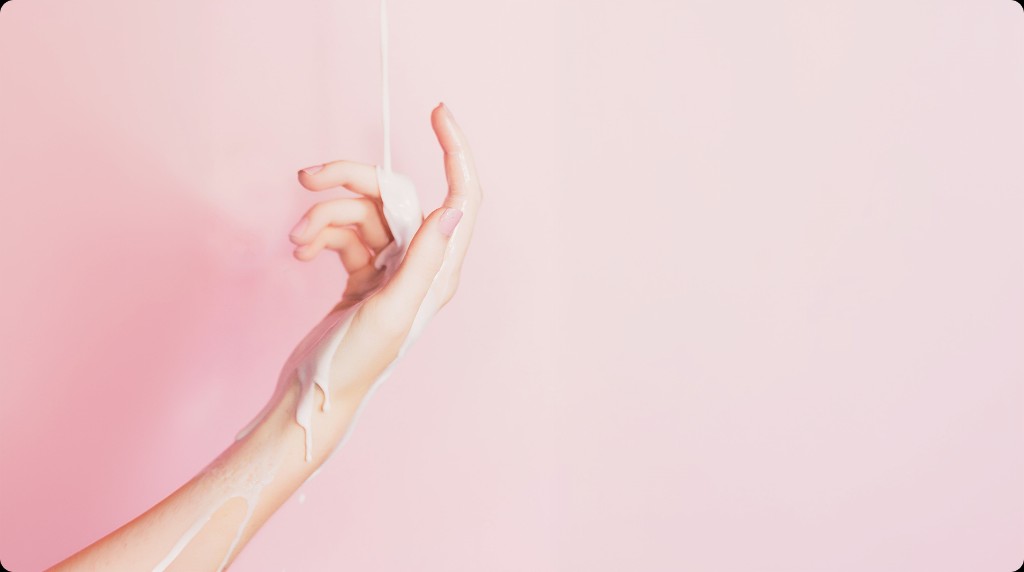 Hand with cream wide